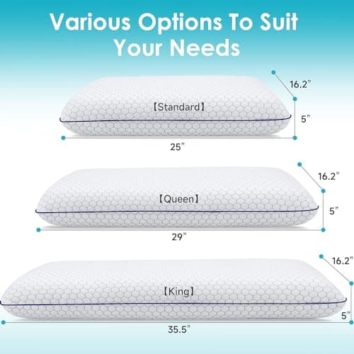 CushyOasis Memory Foam Pillows for Side, Back and Stomach Sleepers, Bed Pillow with Washable Cover and Breathable Mesh, Bed Pillow for Sleeping Standard Size (Grey)