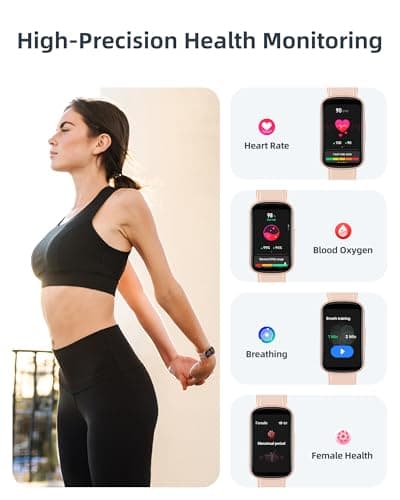 Parsonver Fitness Tracker with Step Counter/Calories/Stopwatch, Health Activity Tracker with Heart Rate Sleep Monitor, IP68 Waterproof Smart Watch 110+ Sport Modes Pedometer Watch for Women, Rose Gold