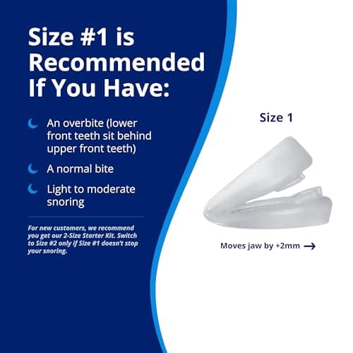 ZQuiet, Anti-Snoring Mouthpiece, Comfort Size #1, Single Refill, Clear, Made in USA, BPA-Free, Medical-Grade Material