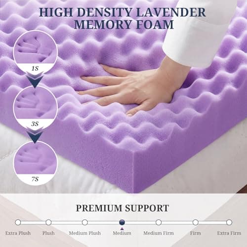 2 Inch Egg Crate Mattress Topper Twin, Gel Infused Memory Foam Mattress Topper for Pressure Relief, Breathable Mattress Pad Bed Topper in a Box, CertiPUR-US Certified, Purple, 38"×75"