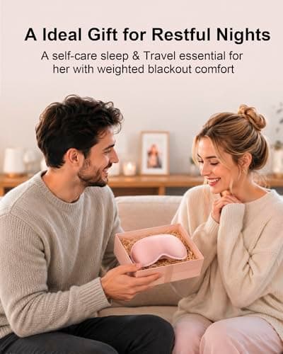 Weighted Eye Masks for Sleep Women: 3D Contoured Blackout Sleep Mask with Zero Pressure, Eyelash Friendly & Comfortable Blindfold for Airplane Travel, Night Shift Nurse, Yoga & Thoughtful Gift, Pink