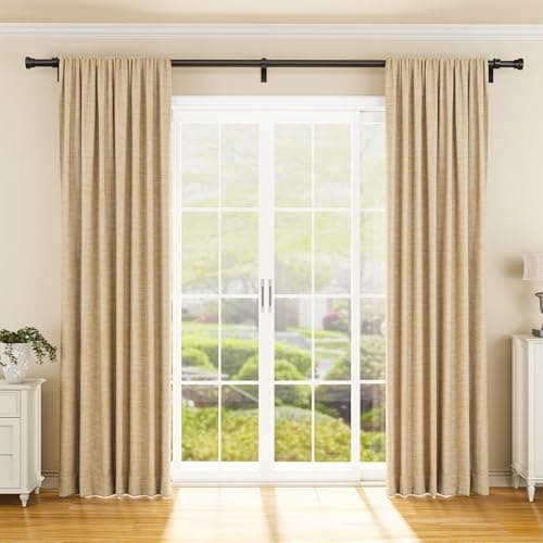 YaFex Curtain Rods 32-144 Inch, Heavy Duty 1 Inch Adjustable Curtain Rod for Windows, Black Extra Long Window Treatment Rods, Modern Design, Easy Installation
