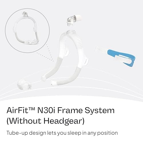 ResMed AirFit N30i Standard Frame System, Elbow & Nasal Cradle Cushion - For CPAP Mask - Replacement CPAP Accessories - Standard Frame / Medium Cushion
