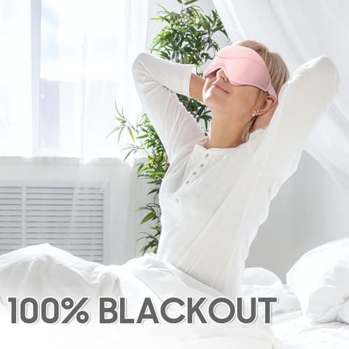 MOEASEii Sleep Mask - Total Blackout 3D Sleeping Mask, Super Lightweight & Silky Soft Eye Mask for Sleeping, Fully Adjustable Fit for Home, Office, Traveling, Meditation, Yoga, Pink, Mothers Day Gifts