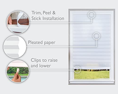 Redi Shade No Tools Original Light Filtering Pleated Paper Shade White, 36" W x 72" L, 6 Pack