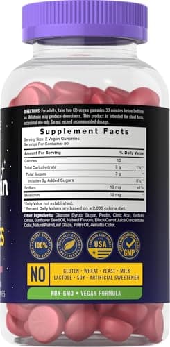 Carlyle Melatonin Gummies 12mg | 100 Count | Berry Flavor | Vegan Supplement | Non-GMO, Gluten Free