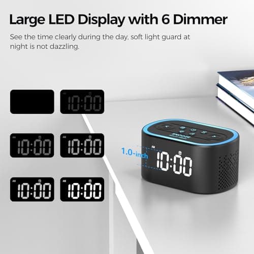 Reacher Digital Alarm Clock & White Noise Sound Machine, 21 Soothing Sounds, 7 Wake Up Sounds, 8 Night Lights, 32-Level Volume, 9 Sleep Timer, Memory Function for Kid, Adult, Bedroom, Nightstand