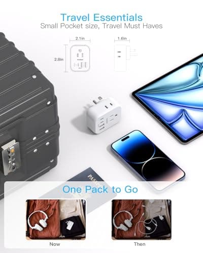 Travel Cruise Ship Essentials, Multi Plug Wall Outlet Extender with 4 Outlets 4 USB (2 USB-C), Cruise Approved Power Strip Non Surge Protector, Plug Adapter, Travel Cruise Must Have Accessories