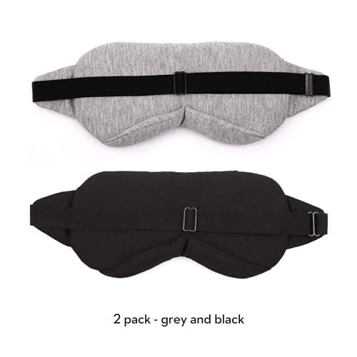 Kimkoo Sleep Mask-Eye Mask for Sleeping, Sleeping Mask Blocking Out Light Perfectly for Women and Men, Soft and Comfortable Blindfold for Travelling, with Pouch (Black+Gray)