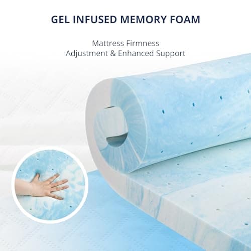 3 Inch Gel Memory Foam Mattress Topper Queen Size, Cooling Bed Topper for Pressure Relief with Removable Breathable Soft Cover, CertiPUR-US Certified