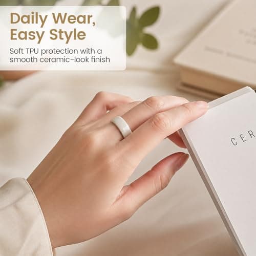 sylacor 4 Pack Ring Cover Compatible with Oura Ring Gen 4/Gen 3 Horizon/Heritage, Anti-Scratch Ultra Thin Smart Ring Accessories for Men Women, Ceramic-Look Soft TPU Ring Case (Not for Gen 4 Ceramic)