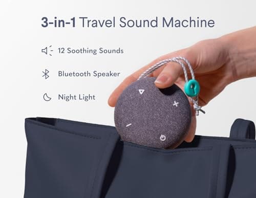 SNOOZ Go 2 Travel White Noise Sound Machine - 12 Sounds, Rechargeable Bluetooth Speaker, Nightlight - Portable Sound Machine for Hotels, Sleep, Adults, Baby Registry, Kids, White Noise for Sleeping