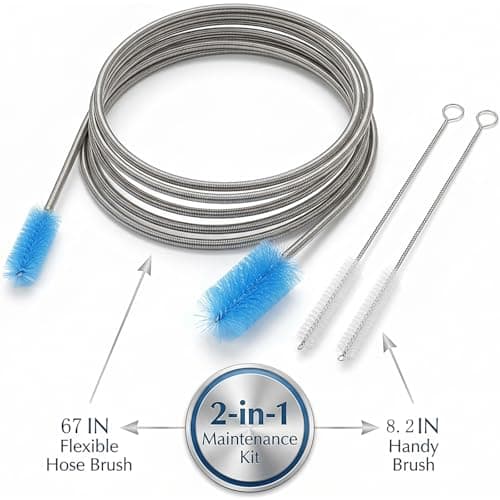 67" Flexible Drain Brush Set, Double Ended Long Hose Pipe Cleaner with 2 Pcs 8.2" Straw Cleaning Brushes, Nylon Tube Cleaner Tool for Refrigerator Defrost, Aquarium Filter, Sink Drain