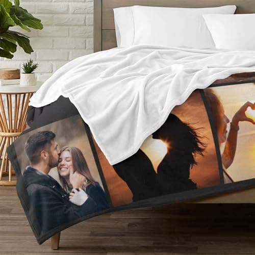 Printwoo Custom Blanket with Picture Text Customized Throw Personalized, Customizable, Photo Blankets Customize Gifts for Mom, Dad, Couple, Girlfriend, Boyfriend, Wife, Husband, D10 Photos-1