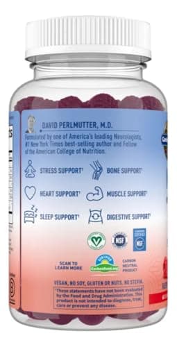 Garden of Life Magnesium Citrate Supplement Gummies with Prebiotics & Probiotics for Stress, Sleep & Recovery - Vegan, Gluten Free, Kosher, Non-GMO, No Added Sugars, Raspberry Flavor, 60 Count