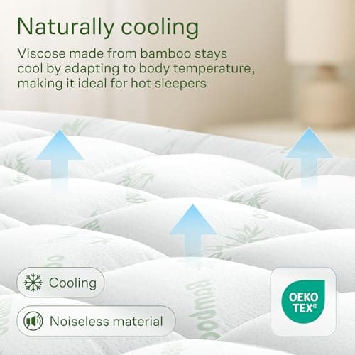Niagara Sleep Solution Ultra Soft Queen Size Mattress Topper - Rayon Derived from Bamboo Pillow Top Mattress Pad for Back Pain Relief - Naturally Cooling for Hot Sleepers, Green