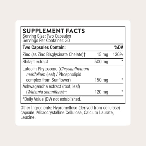 THORNE - Advanced Testosterone Support - Men's Health Supplement - Supports Healthy Testosterone Levels & Muscle Fatigue* - with Ashwagandha, Shilajit & Zinc - Third-Party Certified - 60 Capsules