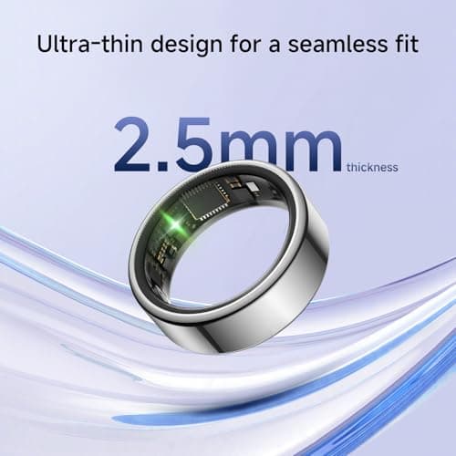 KIRAMA Smart Health Ring for Women Men Fitness Tracker with Heart Rate, Support Sleep Monitoring and Exercise Recording, IP68 Waterproof for iOS and Android, No APP Fee，Ultra-Thin Design (Silver, 8)