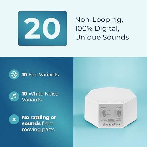 Adaptive Sound Technologies LectroFan Classic - Soothing Sound Machine for Sleep - Built-in Sleep Timer - Compact Design - Non-Looping Sounds - Speech Privacy - White