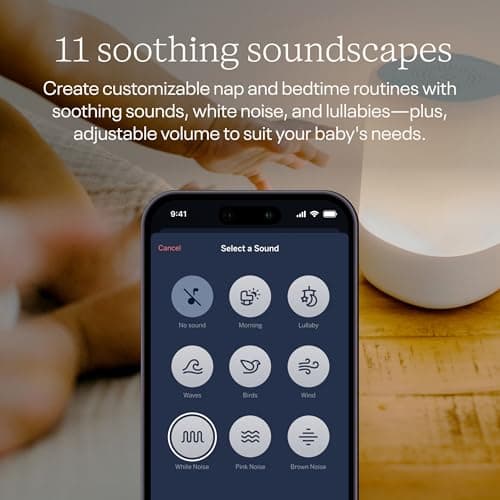 Nanit Sound and Light Smart Baby Night Light and Sound Machine | Audio Monitor | Cry Detection Alert Feature | OK to Wake Alarm Clock for Kids | Temp & Humidity Tracking | Rechargeable Battery | WiFi