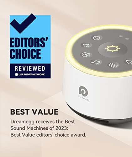 Dreamegg D1 Sound Machine Baby - White Noise Machine for Baby with Night Light, 24 High Fidelity Sounds, Timer & Memory Feature, Noise Machine with Nursery Lamps for Adults, Home, Office (White)