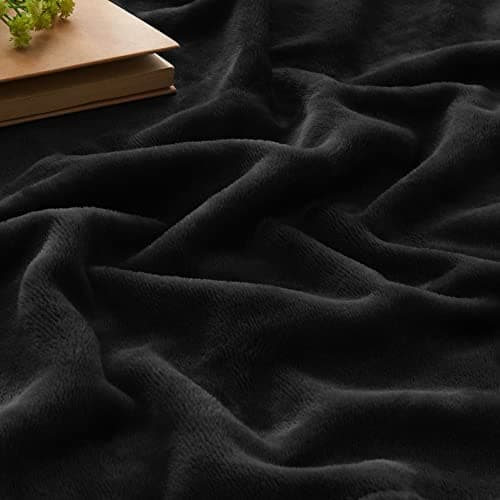 BEDELITE Fleece Blanket Black Throw Blankets for Couch & Bed, Luxury Plush Cozy Fuzzy Blanket 50x60 inches, Super Soft Warm Lightweight Throw Blanket for Travel Camping