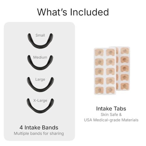 Intake Breathing — Magnetic Nasal Strips Starter Kit | Reusable Band + Tabs | Nasal Strips for Sleep, Snoring, Breathing & Sports | Stronger Lift Than Traditional Nose Strips | 4 Sizes, 15 Tabs, Black
