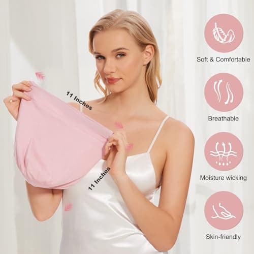Silk Bonnet for Sleeping Women, Adjustable Silky Satin Lined Sleep Cap, Silk Hair Wrap for Sleep Night Cap for Natural Curly Hair 2PCS(Black&Pink)
