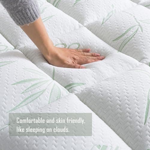 WhatsBedding Queen Mattress Topper, Soft Pillow Top Mattress Topper with Deep Pocket Fits 8–21 Inch,7D Spiral Fiber Filling, Bamboo Viscose Air Layer Mattress Topper Queen.