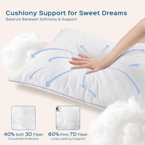 JOLLYVOGUE Pillows King Size Set of 2, Bed Pillow for Side, Back, and Stomach Sleepers, Down Alternative Filled Pillows, Luxury Hotel Quality and Machine Washable, 34" x 17", 2 Pack