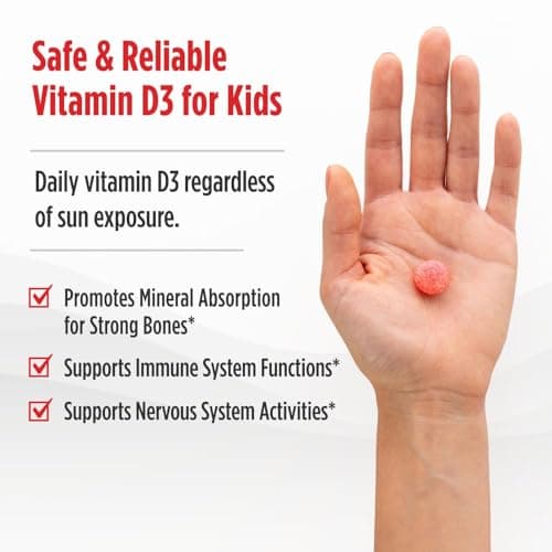 Nordic Naturals Vitamin D3 Gummies Kids, Wild Watermelon Splash - 120 Gummies - 400 IU Vitamin D3 - Bone Health, Healthy Immunity - Non-GMO, Vegetarian - 120 Servings