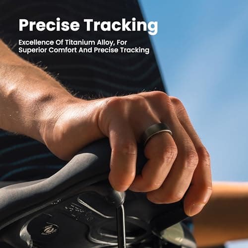 Amazfit Helio Smart Ring Health Tracker, Fitness Tracker Ring, No Subscription, Monitors Sleep, Heart Rate & Stress, Titanium Alloy, Fast 1.4-Hr Charging, Water-Resistant, Size Before You Buy (Size 8)