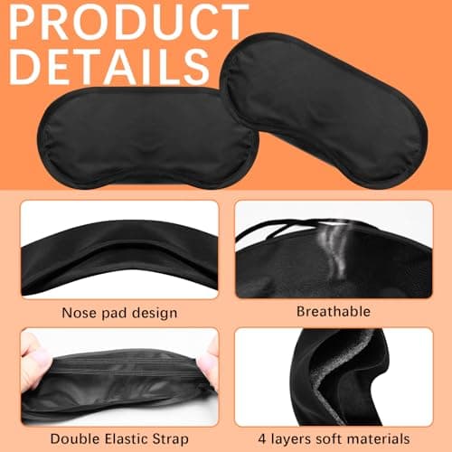40 Pcs Eye Mask Sleep Masks Bulk Blindfolds for Team Building Party Games with Nose Pad and Adjustable Strap for Women Men 4 Layers Black Blindfold Sleeping Mask