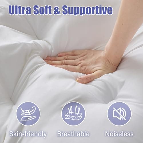 WhatsBedding 4 Inch Memory Foam Mattress Topper Queen for Back Pain Relief, Filled with Breathable Gel Memory Foam, Fluffy Comfort Supportive Pillow Top Mattress Topper, 80x60x4in
