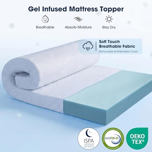 VALUXE 3 Inch Gel Memory Foam Mattress Topper Queen Size High Density Cooling Pad Pressure Relief Bed Topper (with Removable & Washable Bamboo Cover)