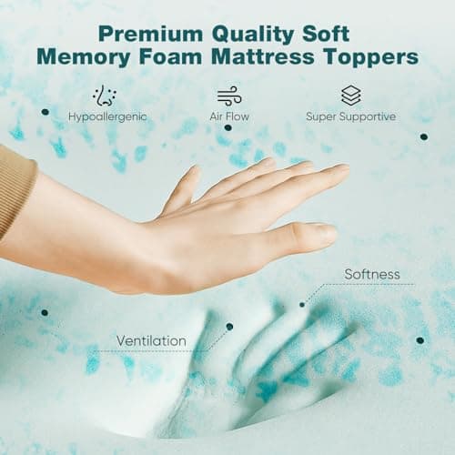 Sweetcrispy Mattress Topper King, 4 Inch Thick Memory Foam Gel Infused Cooling Toppers Pad for King Size Bed, Sleeper Sofa, RV, Camper, CertiPUR US Certified, Ventilated and Breathable