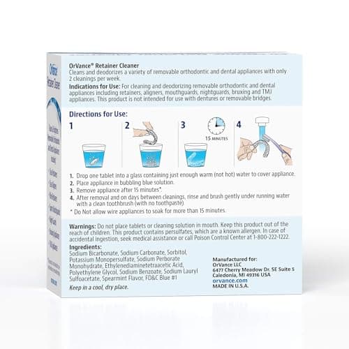 OrVance Retainer Cleaner Tablets (6 Month Supply) | Only 2 Cleanings Per Week Required | Removes Odors, Stains, Plaque for Invisalign, Mouth/Night Guards, and Removable Orthodontic Appliances
