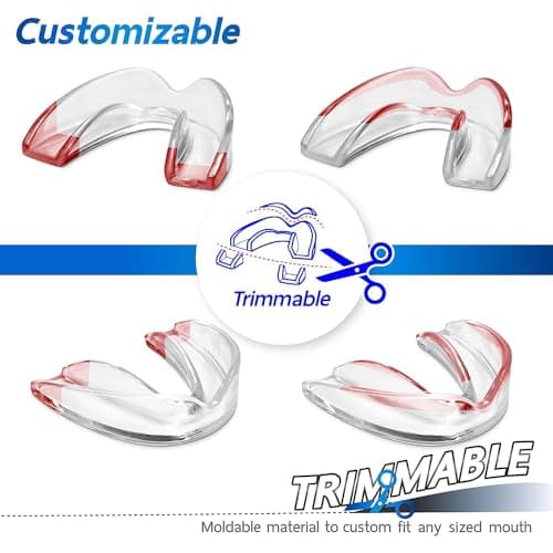 LORIOUS Mouthguard - One Size Fits All Premium Set of 6 BPA Free Moldable, Customizable and Trimmable Medical Grade Mouth Guard for Grinding Teeth Clenching Bruxism, Sport Athletic, Whitening Tray
