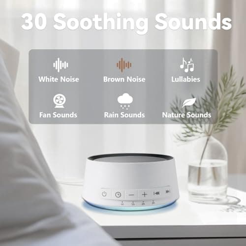 Sound Machine Night Light White Noise Machine with 30 Soothing Sounds 12 Colors Night Light Sleep Machine for Baby Kids Adults Brown Pink Nosie Machine with 32 Volume Levels for Office Home Travel