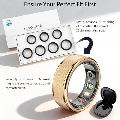 COLMI R10 Smart Ring for Women, Smart Health Ring with Heart Rate, Blood Oxygen, Sleep Monitoring, Pedometer, and Fitness Tracker, No Subscription Fee. (Rose Gold, 8#)