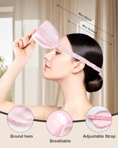 2Pack Silk Sleep Mask,IEKEODI Eye Mask for Sleeping，Elastic Blackout Eye Mask & Blindfold for Full Night's Sleep,Travel and Nap(Black+Purple)