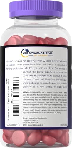 Carlyle Melatonin Gummies 12mg | 100 Count | Berry Flavor | Vegan Supplement | Non-GMO, Gluten Free