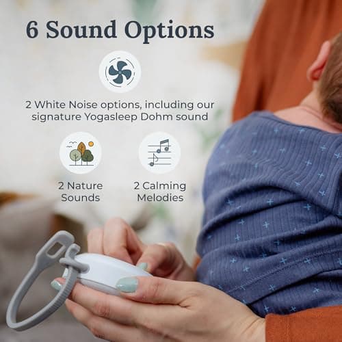 Yogasleep Hushh 2 Portable Sound Machine for Baby & Kids, New Reinforced Clip, Backlit Buttons, Night Light, 6 Soothing Natural Sounds, Easy to Use Timer, Volume Control, Toddler Lock, Noise Canceling