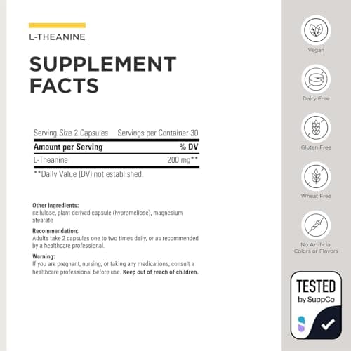 Integrative Therapeutics L-Theanine - Amino Acid Supplement for Stress & Relaxation Support* - Vegan, Gluten-Free & Dairy-Free - Third-Party Tested - 60 Capsules (30 Servings)