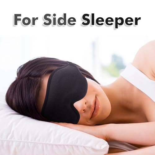 Sleep Eye Mask for Men Women, Sleeping Mask for Side Sleeper, Travel Blackout Night Blindfold Eye Shade Cover with Adjustable Strap (Black)