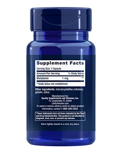 Life Extension Melatonin 1 mg - For Restful Night, Hormone Balance, and Immune Health - Immediate Release - Gluten-Free, Non-GMO - 60 Capsules