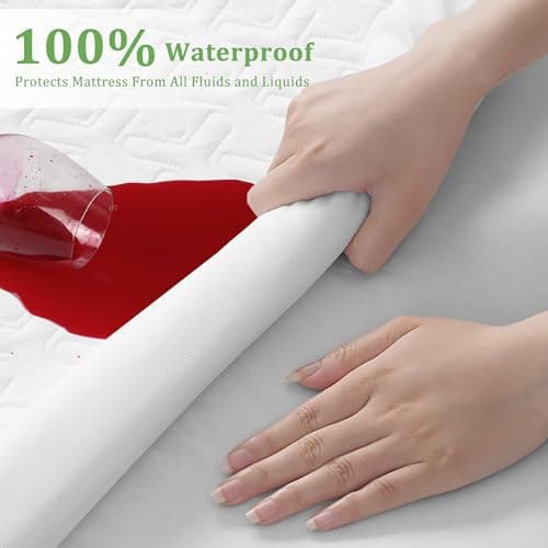 Premium Waterproof Mattress Protector Queen Size,4D Air Cooling 300GSM Mattress Cover,Breathable All-Round 360° Bed Mattress Pad Noiseless Vinyl Free (White,Queen)