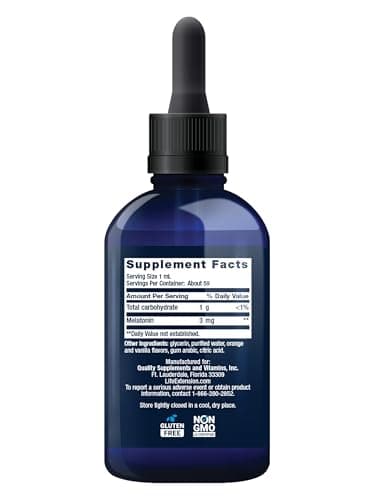 Life Extension Fast-Acting Liquid Melatonin (Citrus-Vanilla Flavor), 3 mg, Optimal Sleep Support, Healthy circadian Rhythms, Cellular Defense, Gluten-Free, Non-GMO, 2 fl oz