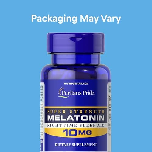 Puritan's Pride Premium Super Strength Melatonin 10mg Sleep Aid, Dietary Supplement for Sound, Restful, and Longer Sleep Support, 4 Month Supply, 120 Rapid Release Capsules (Packaging May Vary)
