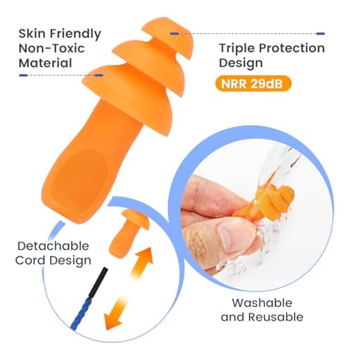 Ear Plugs for Noise Reduction, 10 Pairs Shooting Ear Protection for Gun Range, Hearing Protection for Shooters, Ear Plugs for Shooting, Silicone Ear Plugs